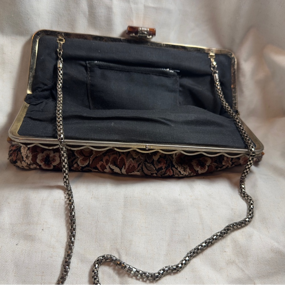 Vintage VTG Floral Tapestry Clutch with Chain Strap - Picture 9 of 15